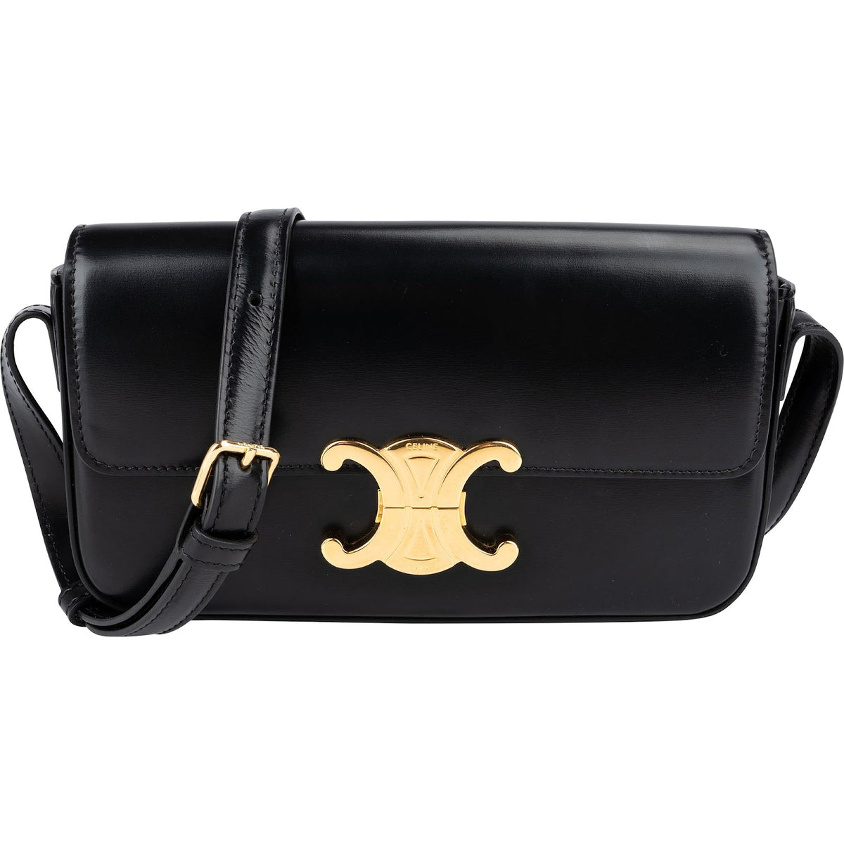 Celine Shiny Smooth Calfskin Teen Triomphe Small Shoulder Bag