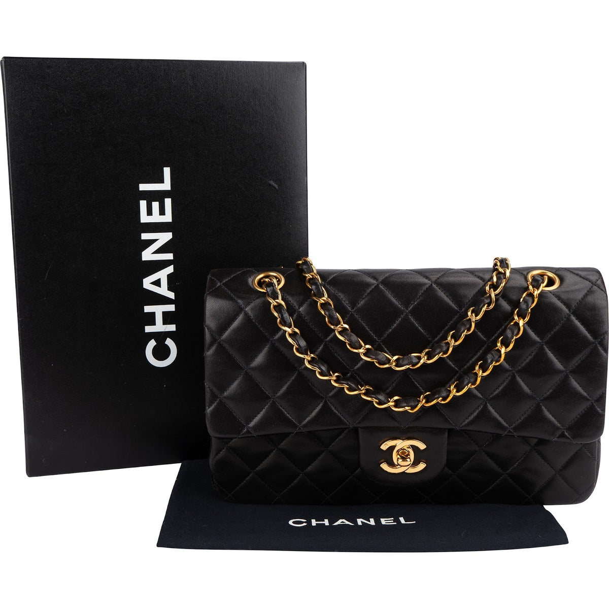 Chanel Quilted Lambskin 24K Gold Medium Double Flap Shoulder Bag