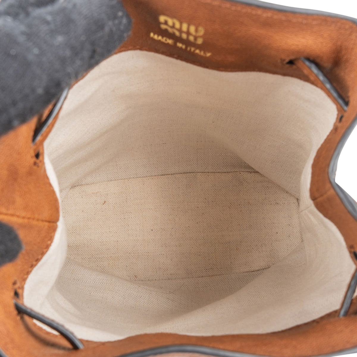Miu Miu Calfskin Leather Mini Drawstring Bucket Crossbody Bag