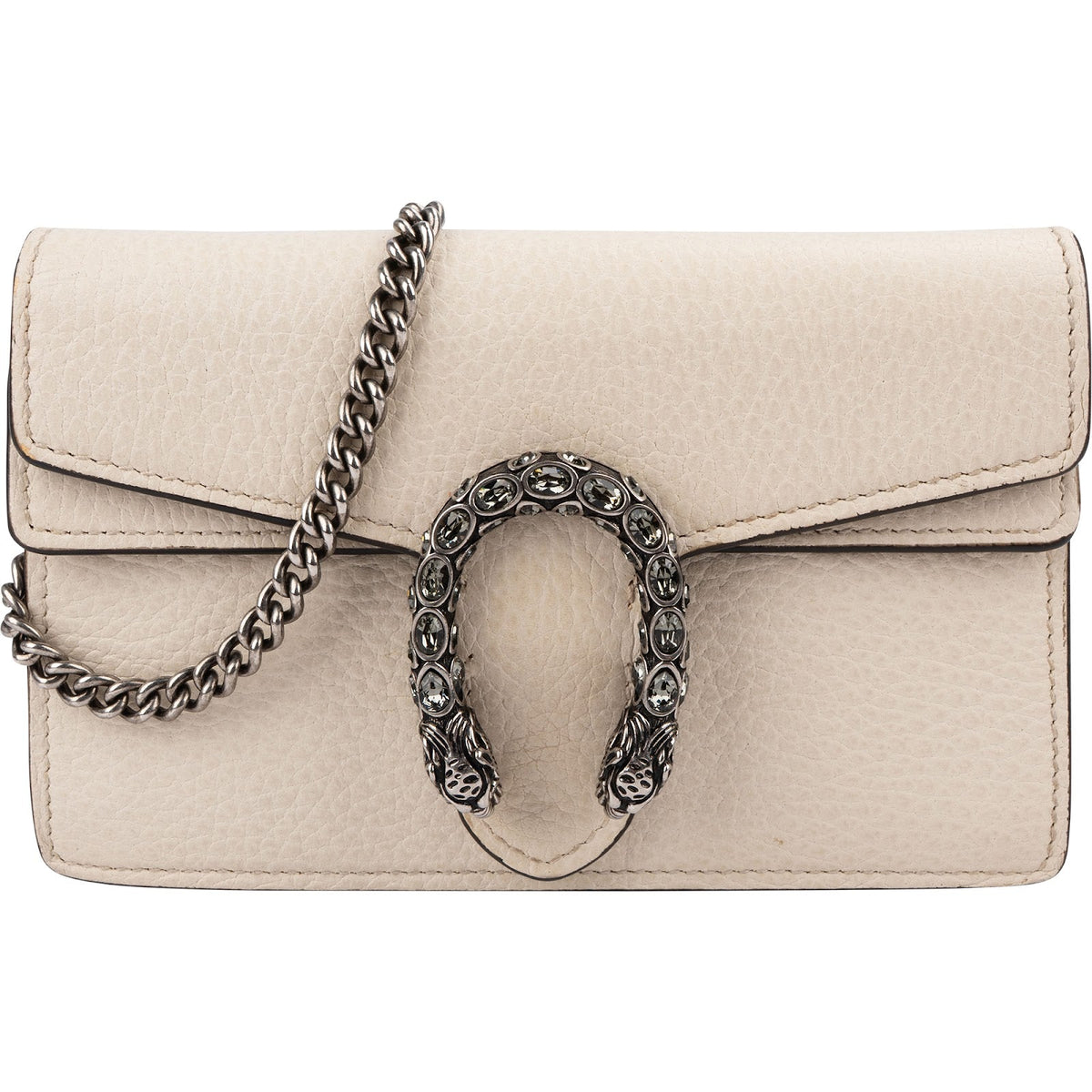 Gucci Grained Leather Dionysus Crystal Super Mini Crossbody Bag