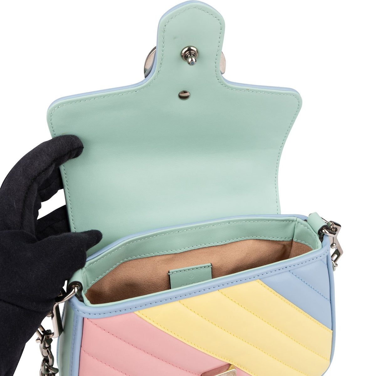 Gucci Multicolor Matelassé Leather GG Marmont Mini Top Handle Crossbody Bag