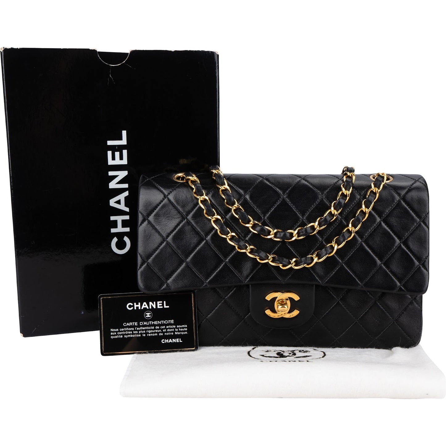 Chanel Quilted Lambskin 24K Gold Medium Double Flap Shoulder Bag