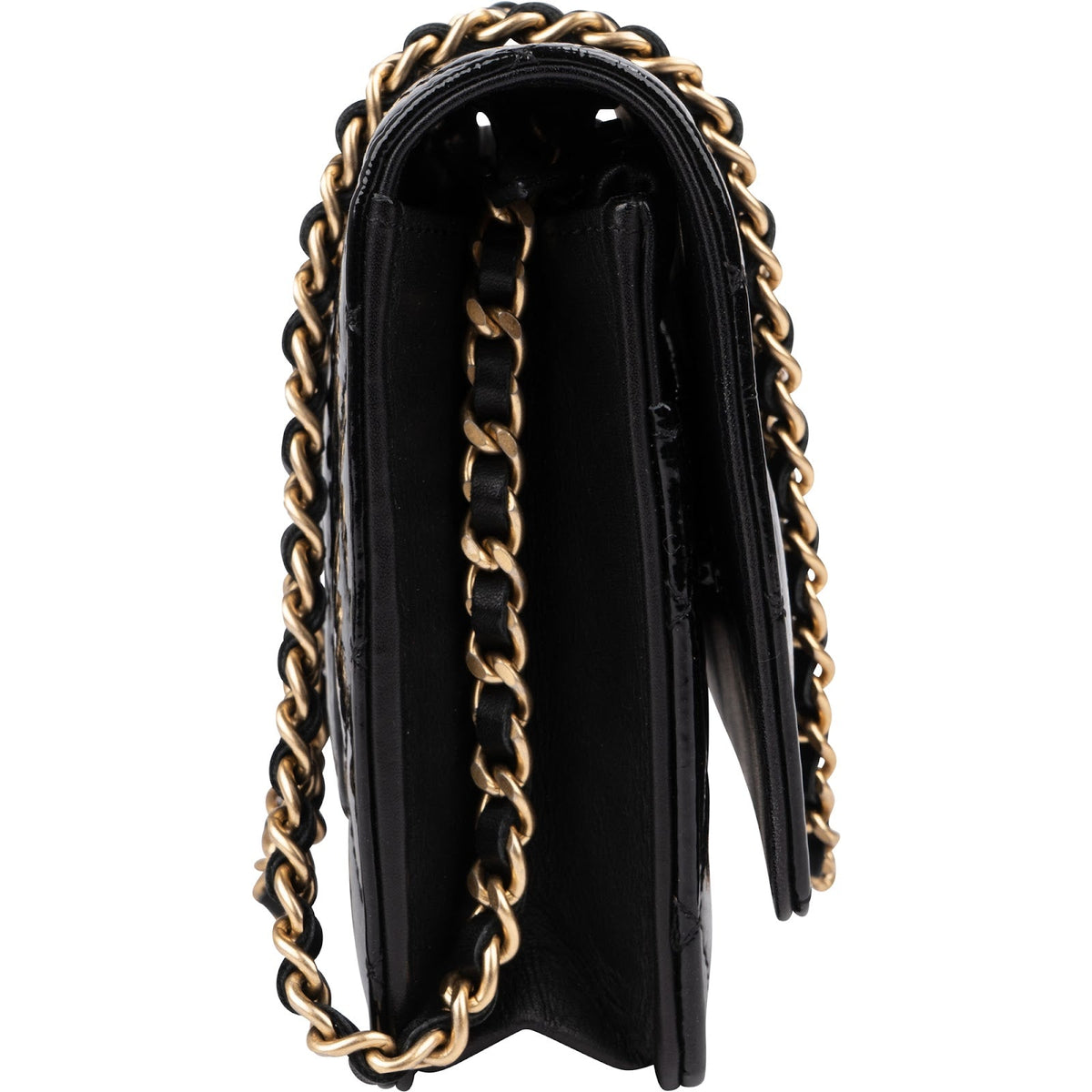 Chanel Quilted Patent Leather 2.55 Wallet On Chain Crossbody Bag