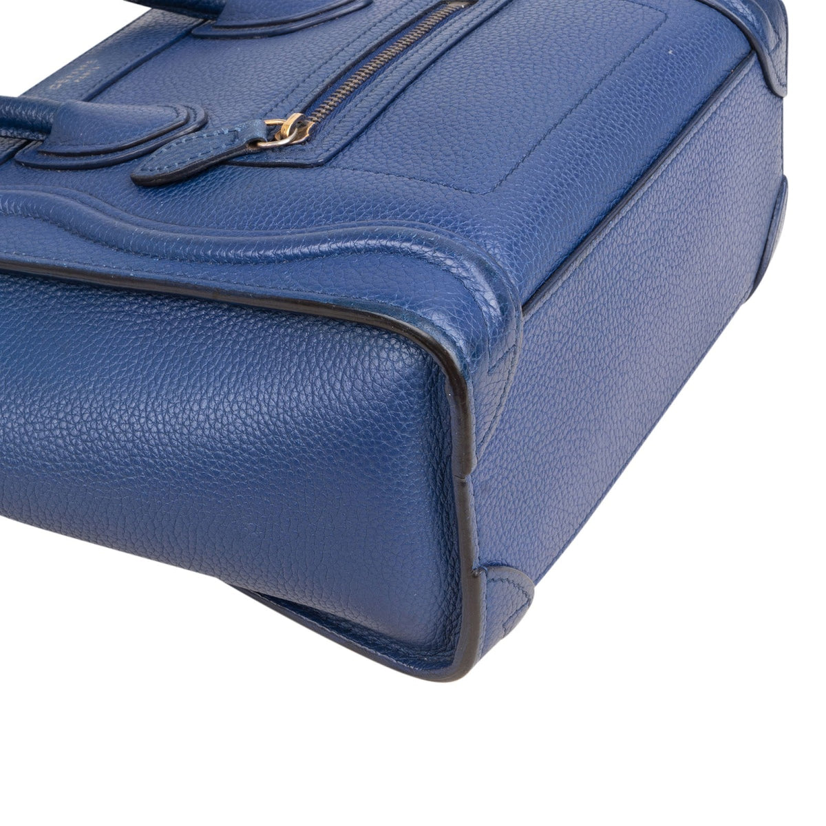 Céline Blue Grained Leather Luggage Nano Crossbody Handbag