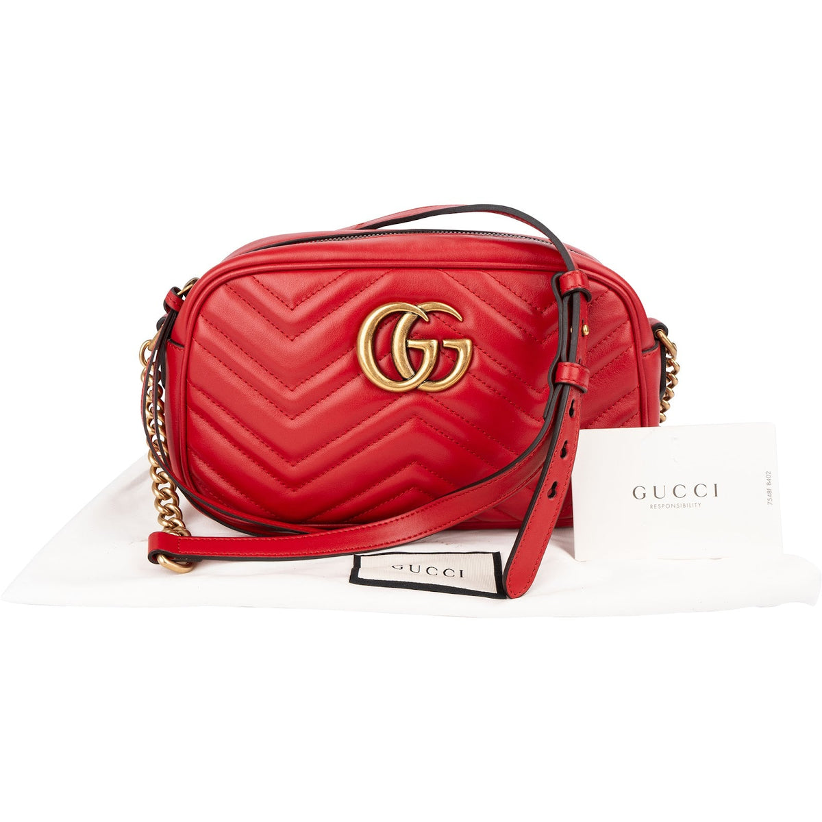 Gucci GG Marmont Medium aus Chevron-Leder – Ansicht 2