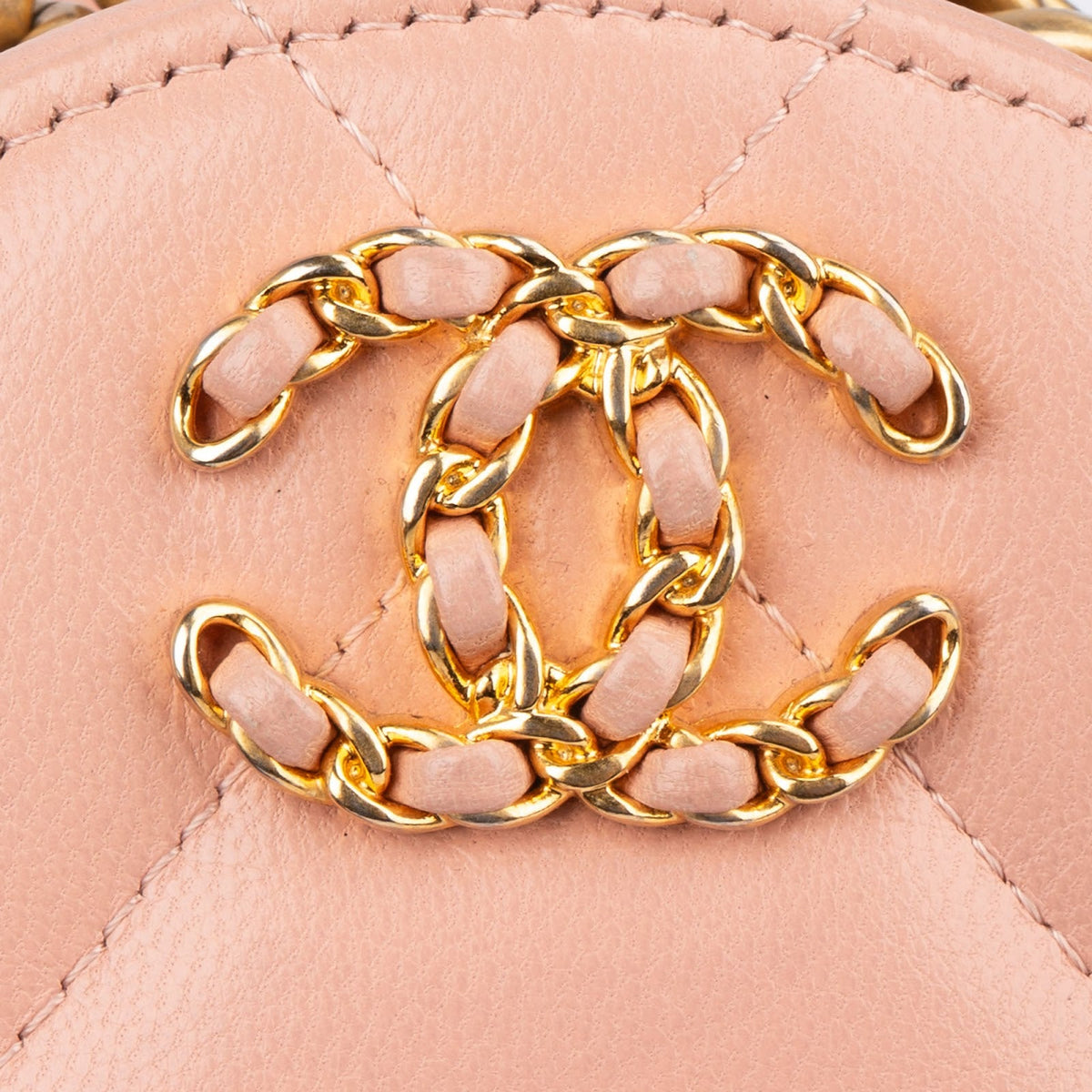 Chanel 19 Quilted Lambskin Round Crossbody Bag