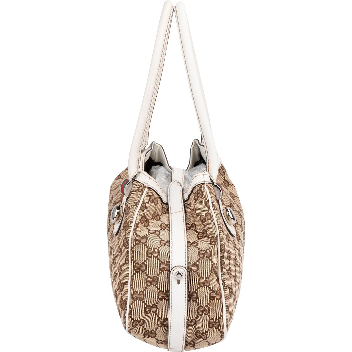 Gucci Monogram GG Canvas Web Stripe Tote Shoulder Bag