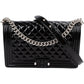 Chanel Quilted Patent Caviar Leather Large Boy Single Flap Crossbody Bag