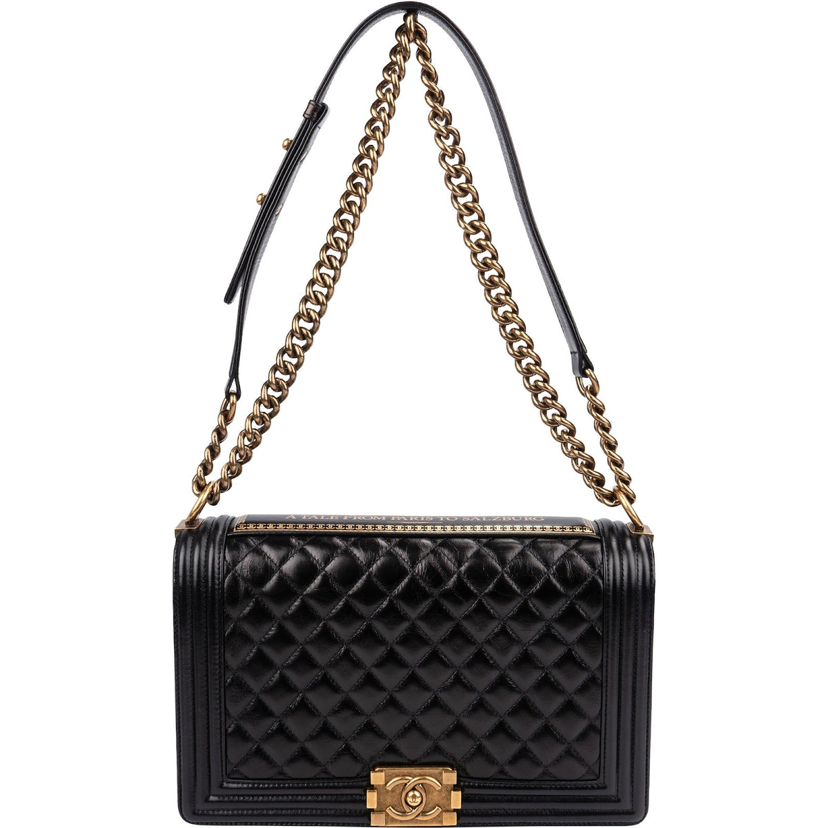 Chanel Large Boy Bag Paris-Salzburg aus Kalbsleder in Knitteroptik – Ansicht 11
