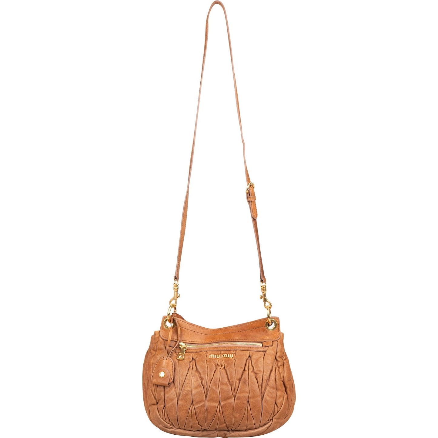 Miu Miu Brown Matelasse Leather Coffer City Handbag