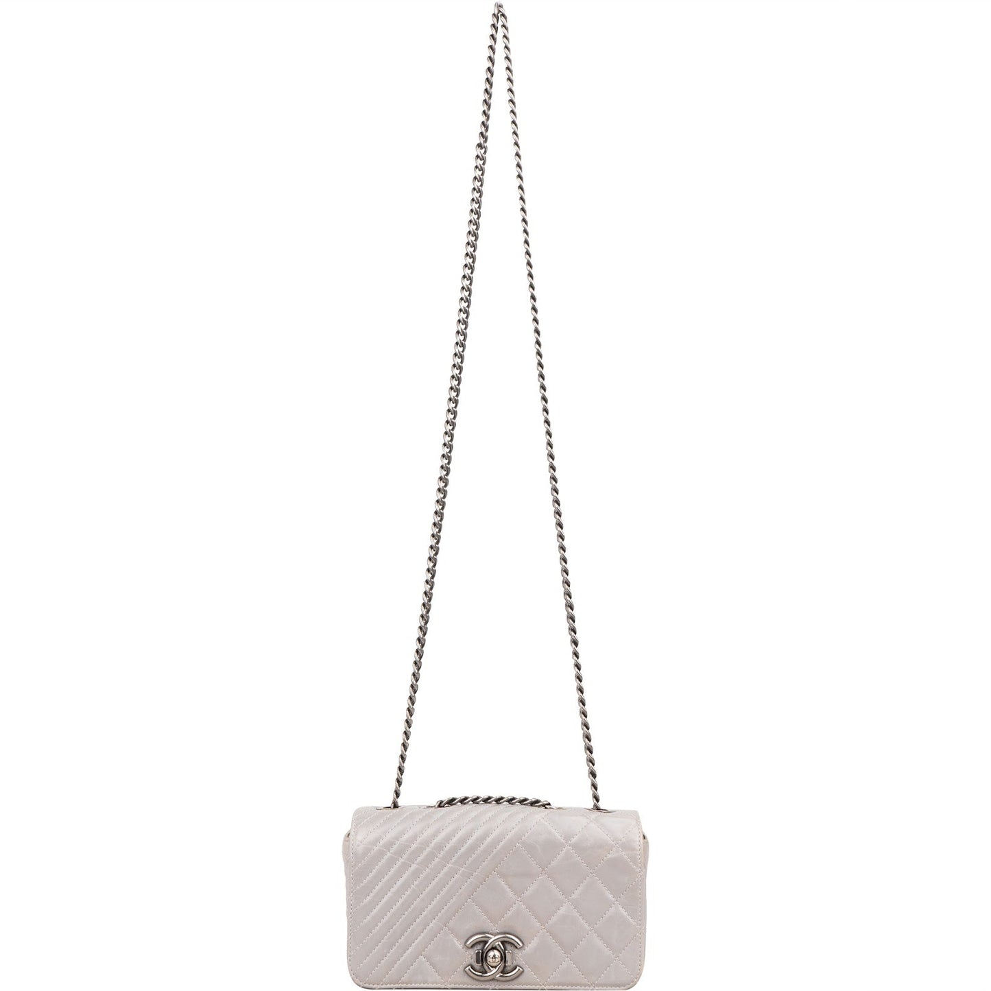 Chanel Aged Quilted Calfskin Coco Boy Single Flap Crossbody Bag