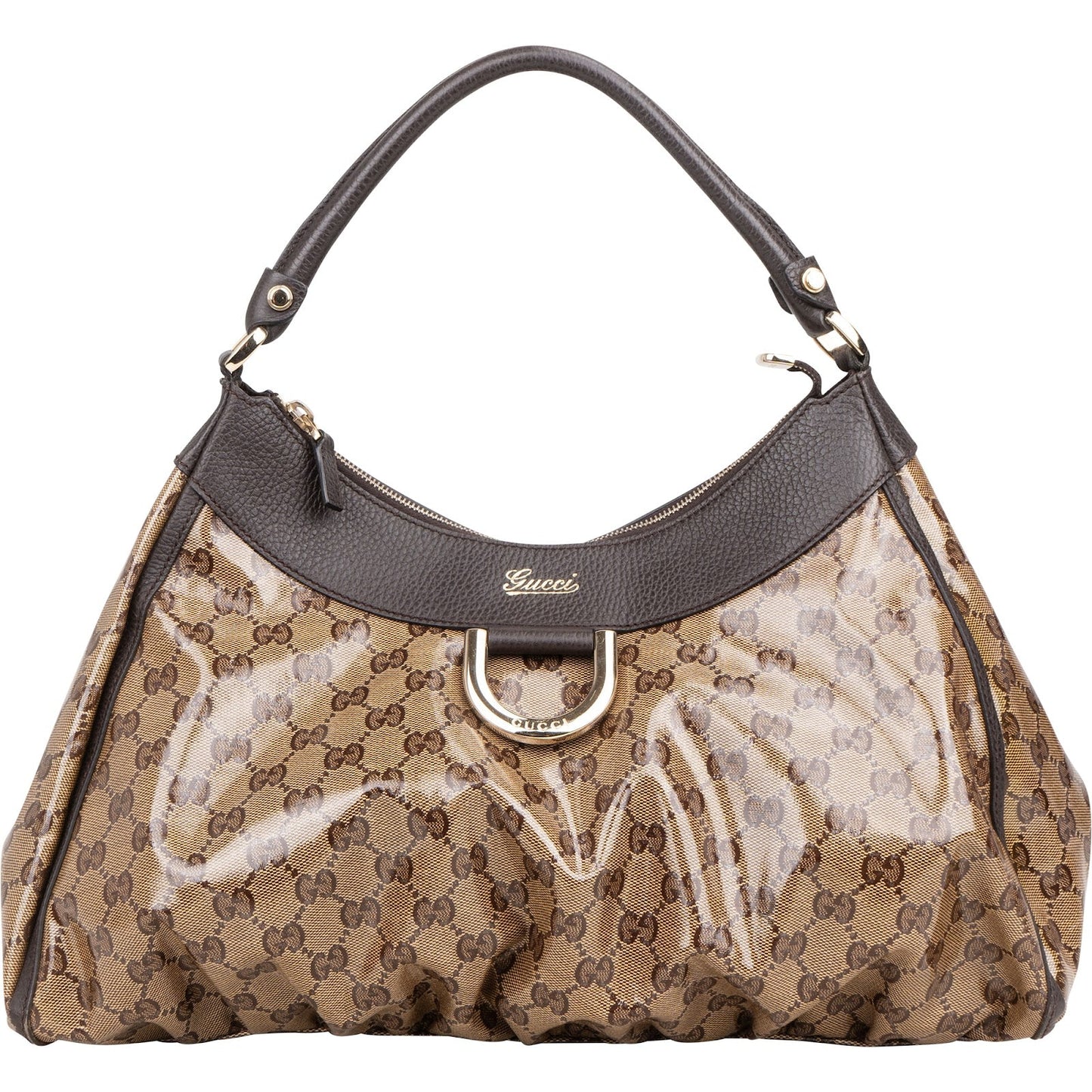 Gucci Monogram GG Crystal Abbey D-Ring Hobo Shoulder Bag