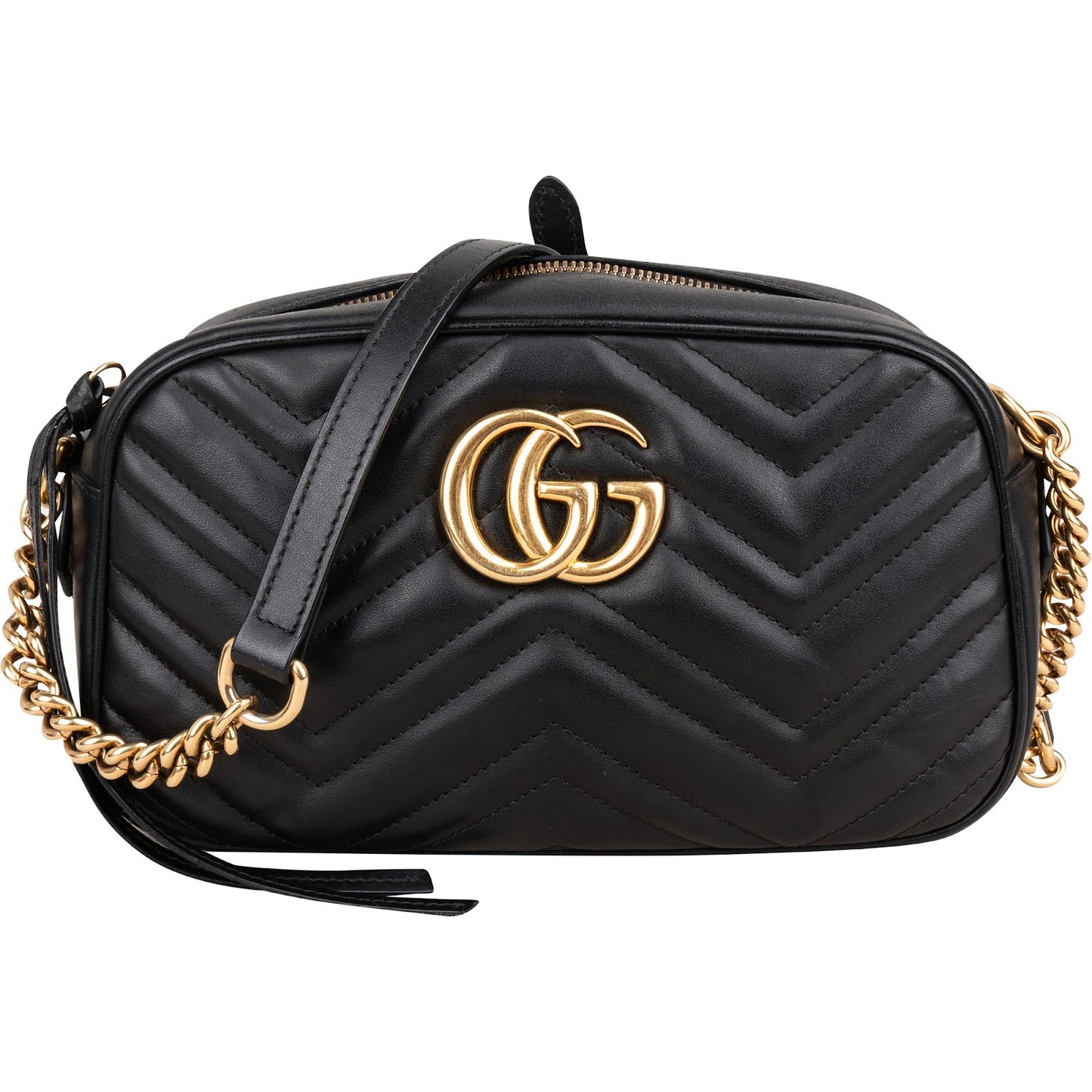 Gucci Chevron Leather GG Marmont Camera Crossbody Bag