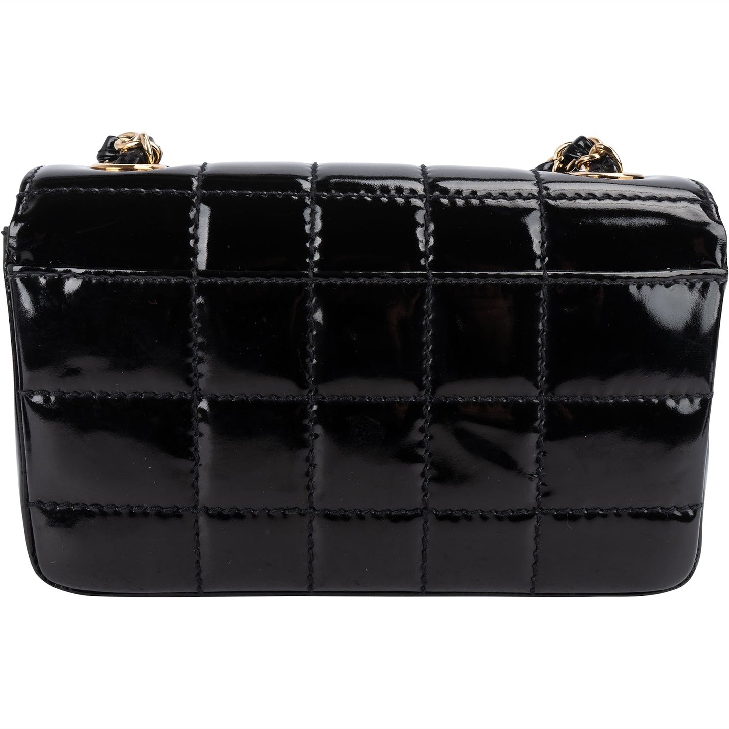 Chanel Patent Leather Chocolate Bar 24K Gold Single Flap Crossbody Bag
