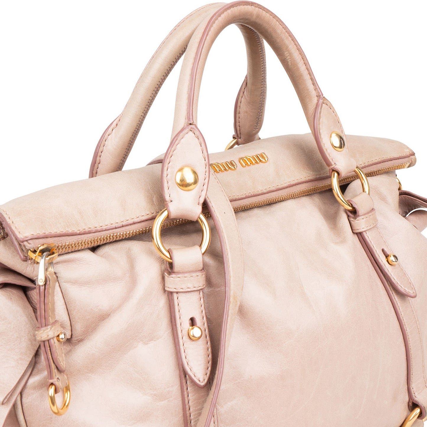 Miu Miu Vitello Lux Leather Bow Satchel Handbag