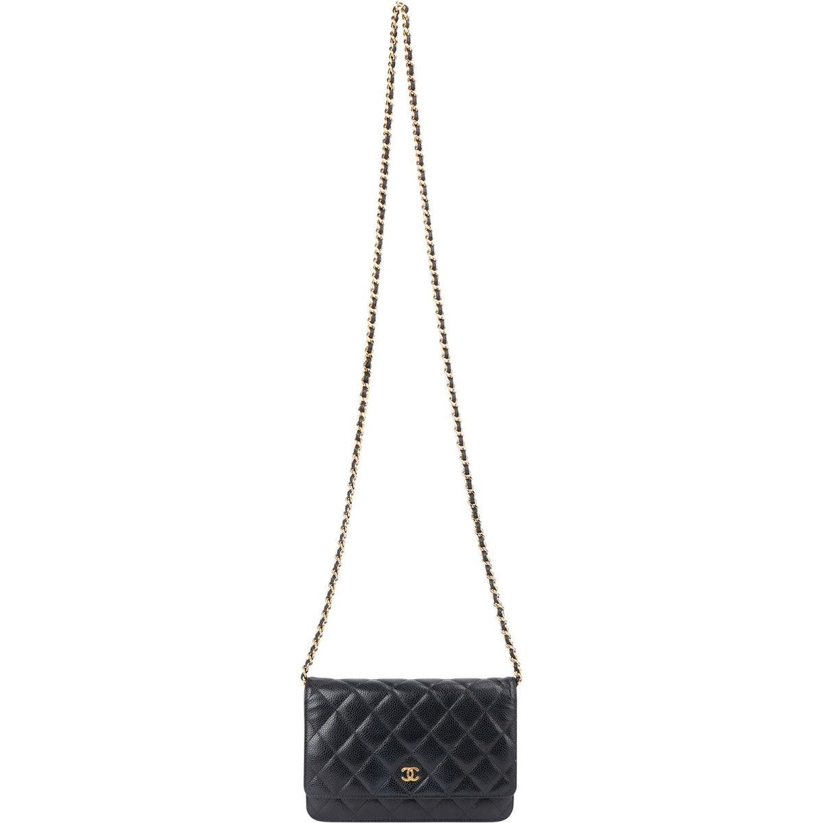 Chanel Quilted Caviar Leather Wallet On Chain Crossbody Bag