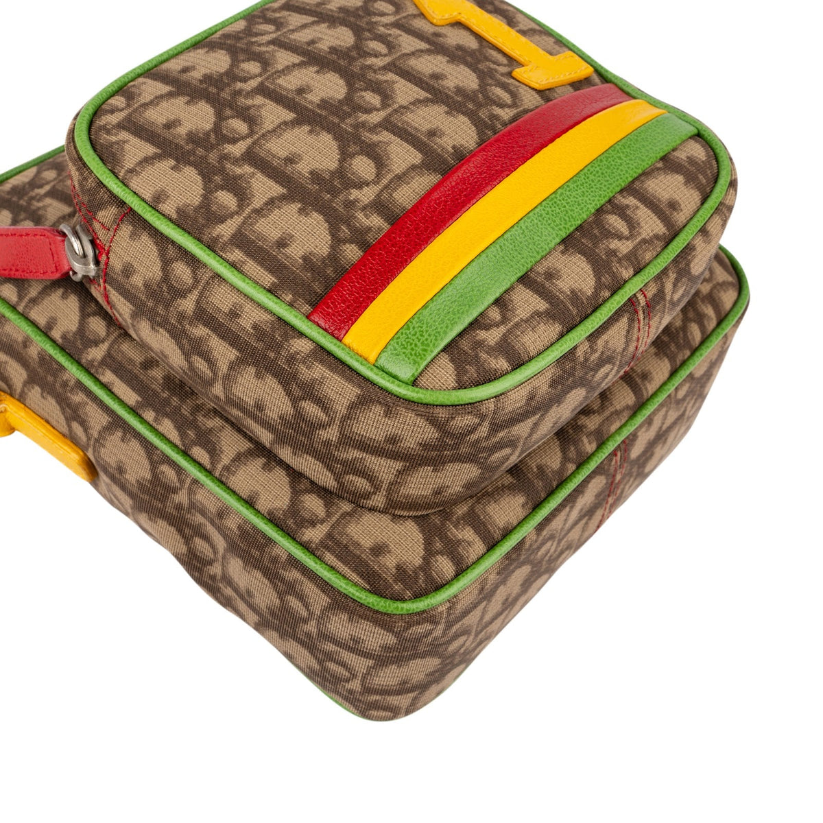 Christian Dior Trotter Monogram Multicolor Striped Rasta Messenger Crossbody Bag