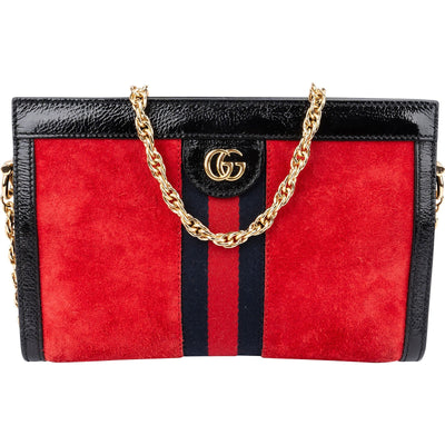 Gucci Suede Patent Leather Ophidia Shoulder Crossbody Bag