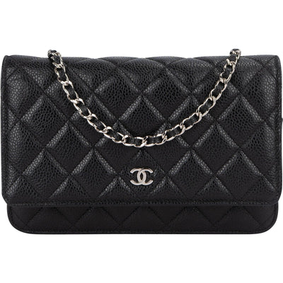 Chanel Quilted Caviar Leather Wallet on Chain Crossbody Bag