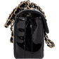Chanel Patent Leather Chocolate Bar 24K Gold Single Flap Crossbody Bag