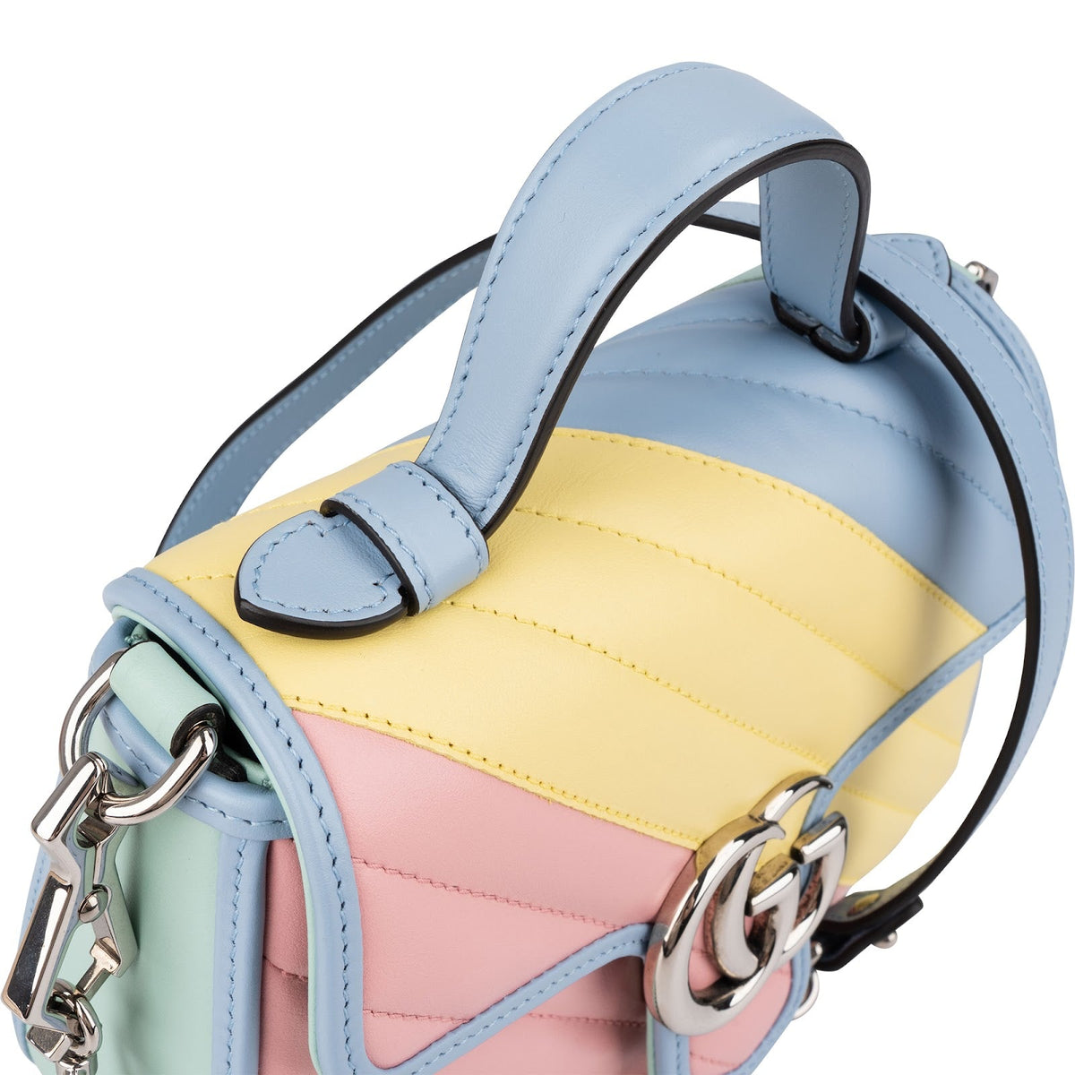 Gucci Multicolor Matelassé Leather GG Marmont Mini Top Handle Crossbody Bag