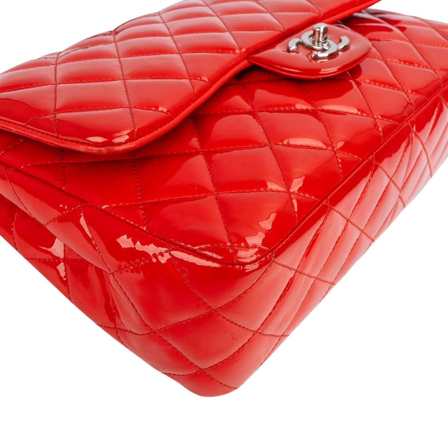Chanel Quilted Patent Leather Jumbo Double Flap Crossbody Bag