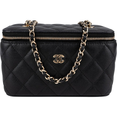 Chanel Quilted Caviar Leather Vanity Case Crossbody Bag