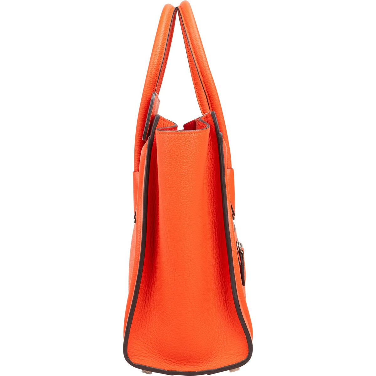 Céline Orange Grained Leather Luggage Handbag