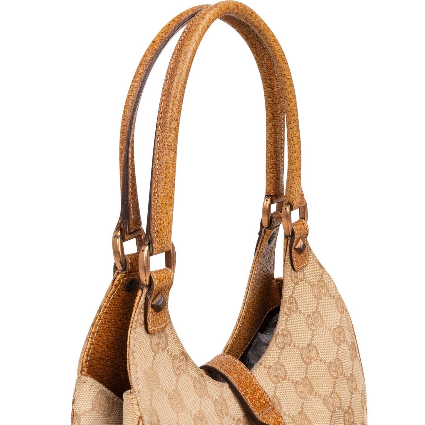 Gucci Monogram GG Canvas Lizard-Embossed Leather Small New Jackie Shoulder Bag