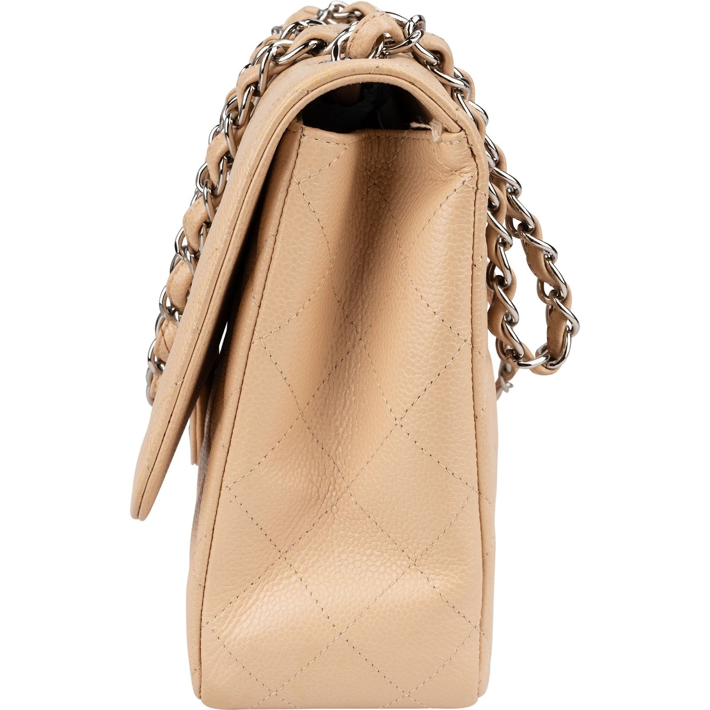 Chanel Quilted Caviar Leather Palladium Jumbo Single Flap Crossbody Bag