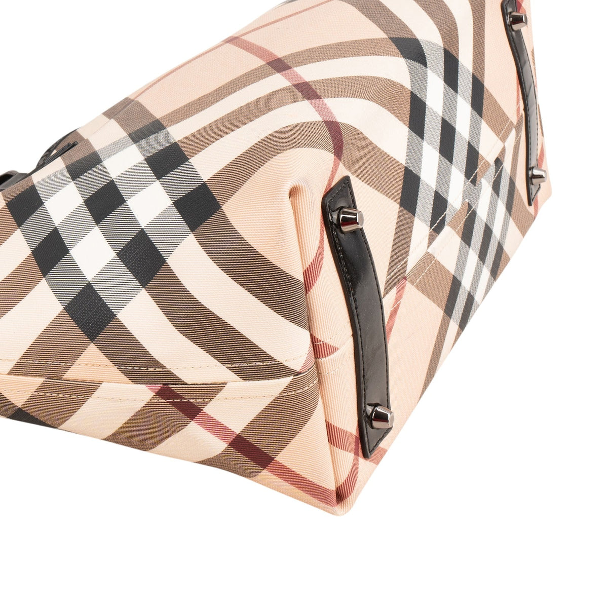 Burberry Nova-Check Monogram Patent Leather Tote Shoulder Bag