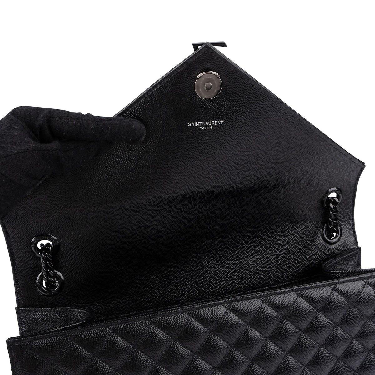 Saint Laurent Grain De Poudre Leather Large Envelope Crossbody Bag