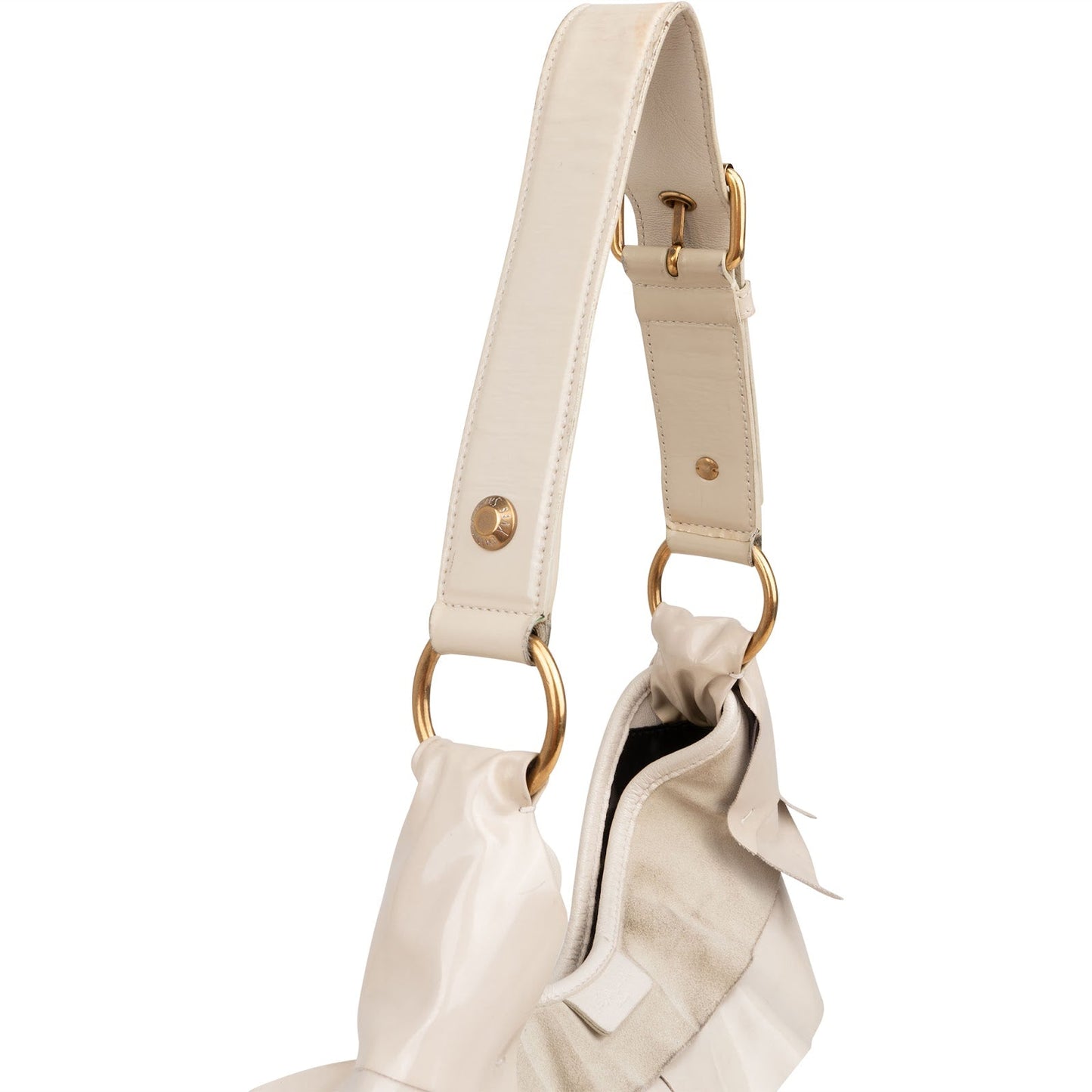 Yves Saint Laurent Suede Leather Rive Gauche Ruffled Hobo Mombasa Shoulder Bag