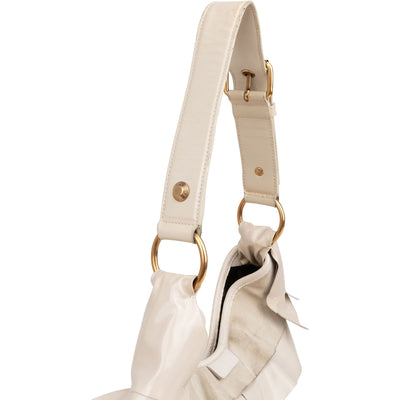 Yves Saint Laurent Suede Leather Rive Gauche Ruffled Hobo Mombasa Shoulder Bag