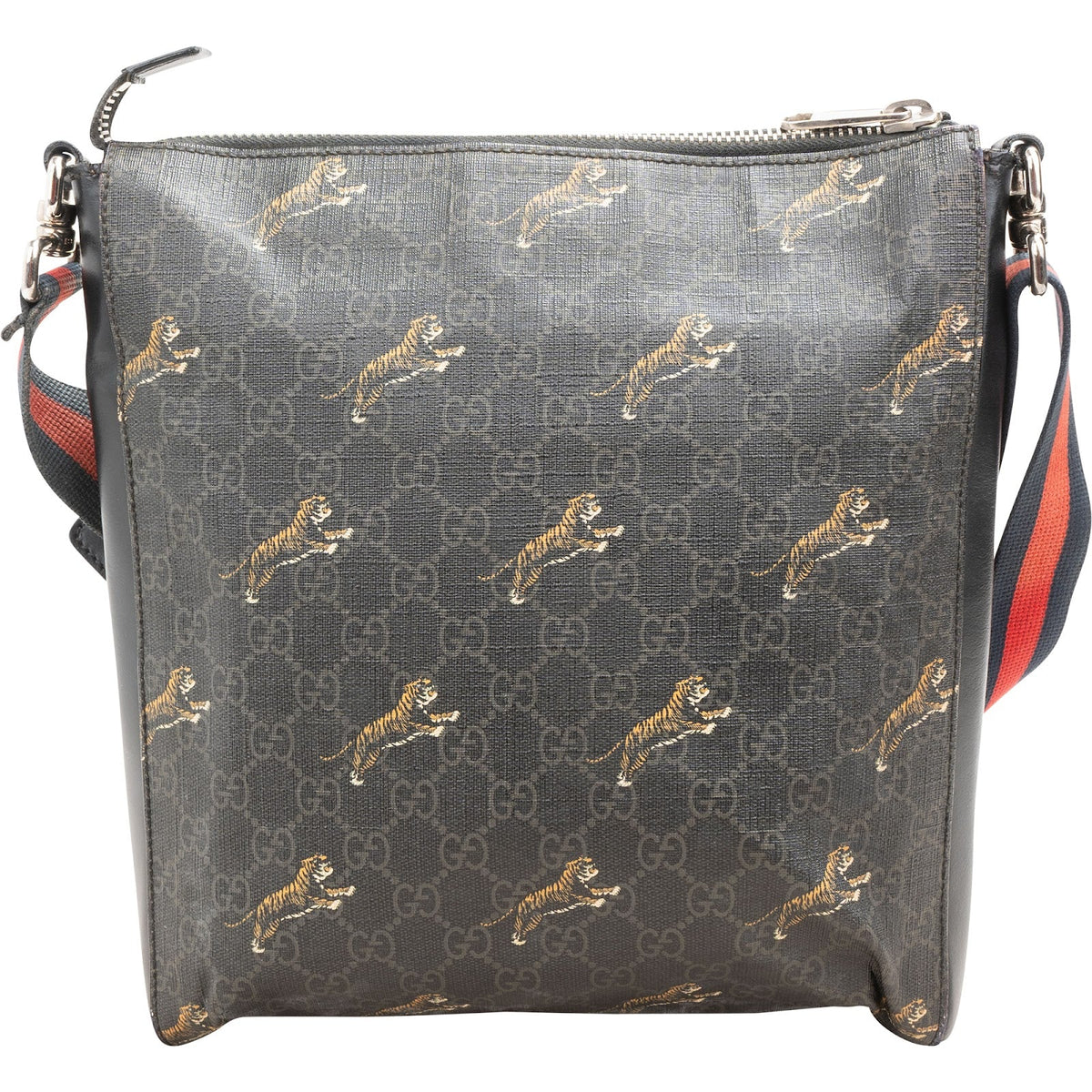 Gucci Monogram GG Supreme Canvas Tiger Print Messenger Crossbody Bag