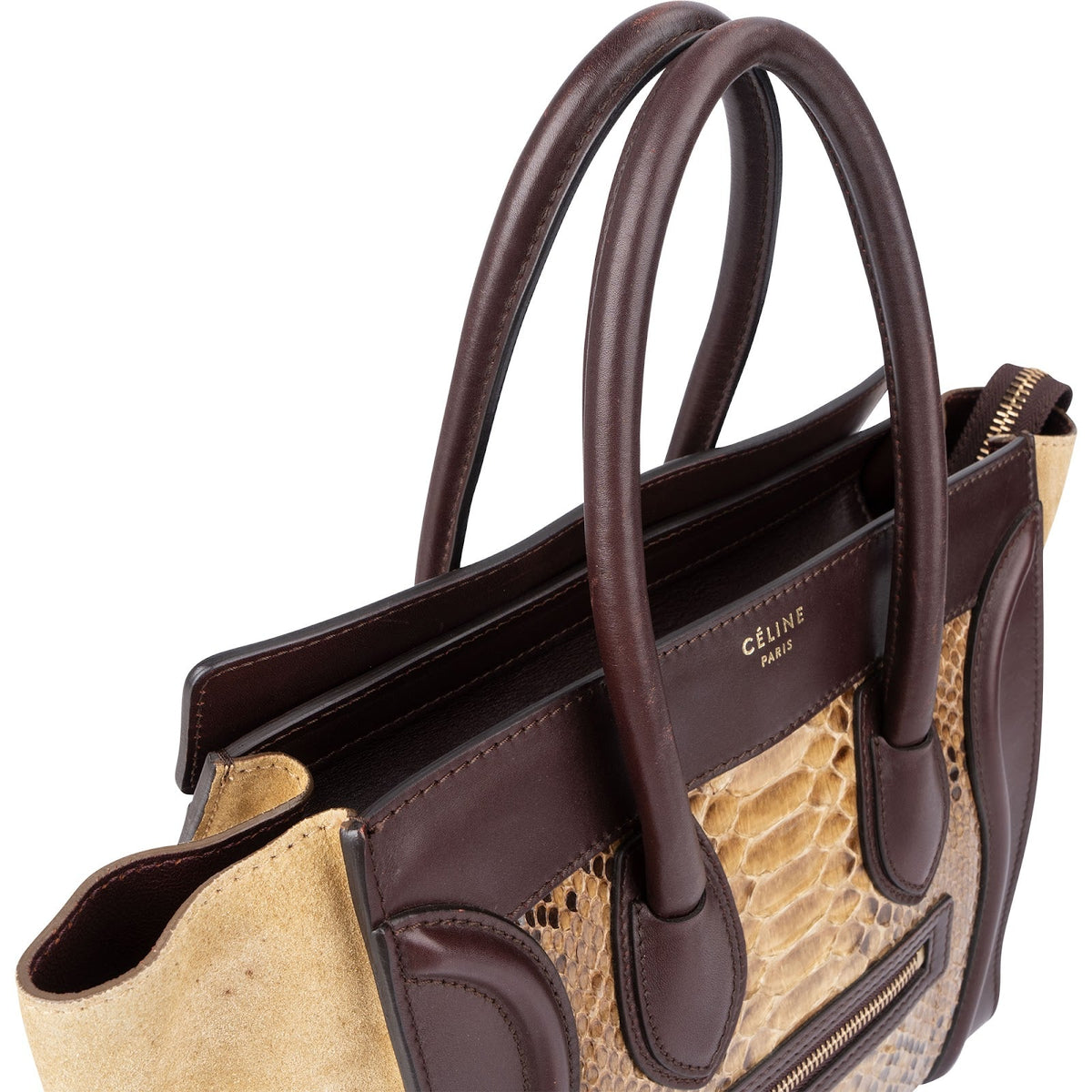 Céline Python Leather Tricolor Luggage Tote Handbag