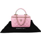 Chanel Pink Green Bicolor Quilted Lambskin Top Handle Vanity Case Crossbody Handbag