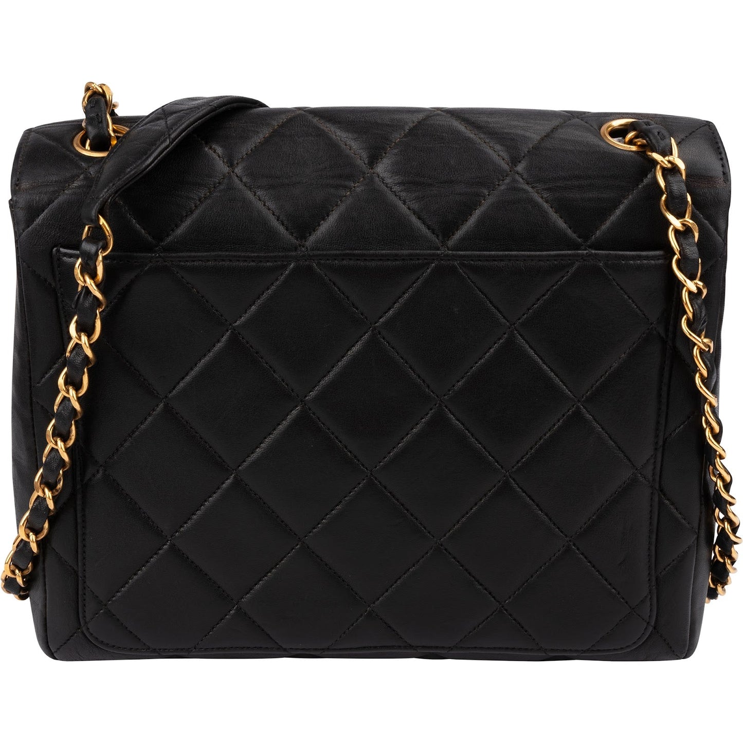 Chanel Quilted Lambskin Rectangular Single Flap Crossbody Bag