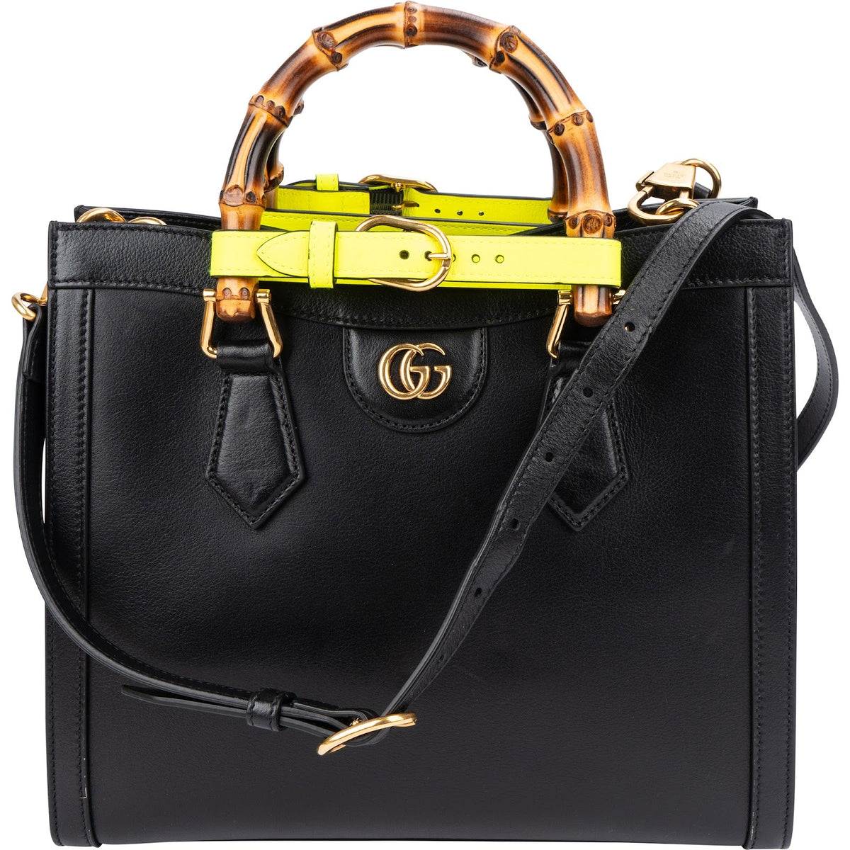 Gucci Diana Bamboo aus schwarzem Leder – Vorderansicht