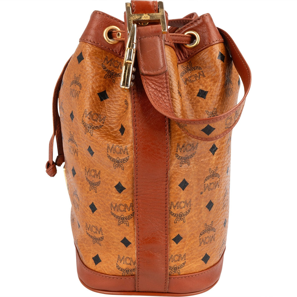 MCM Monogram Visetos Drawstring Bucket Crossbody Bag