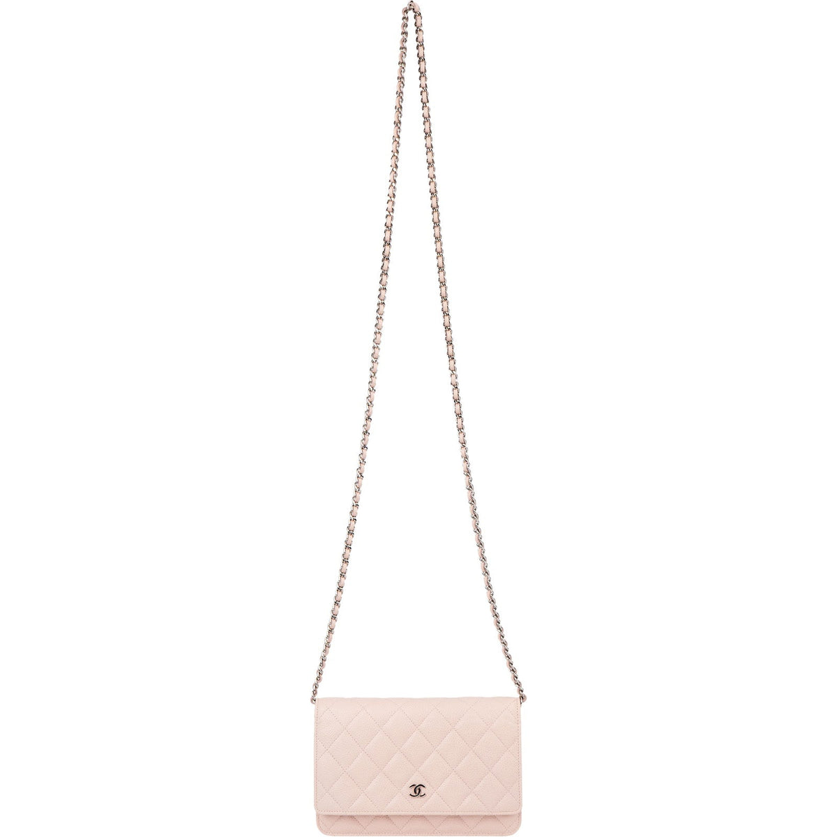 Chanel Quilted Caviar Leather Palladium Wallet On Chain Crossbody Bag