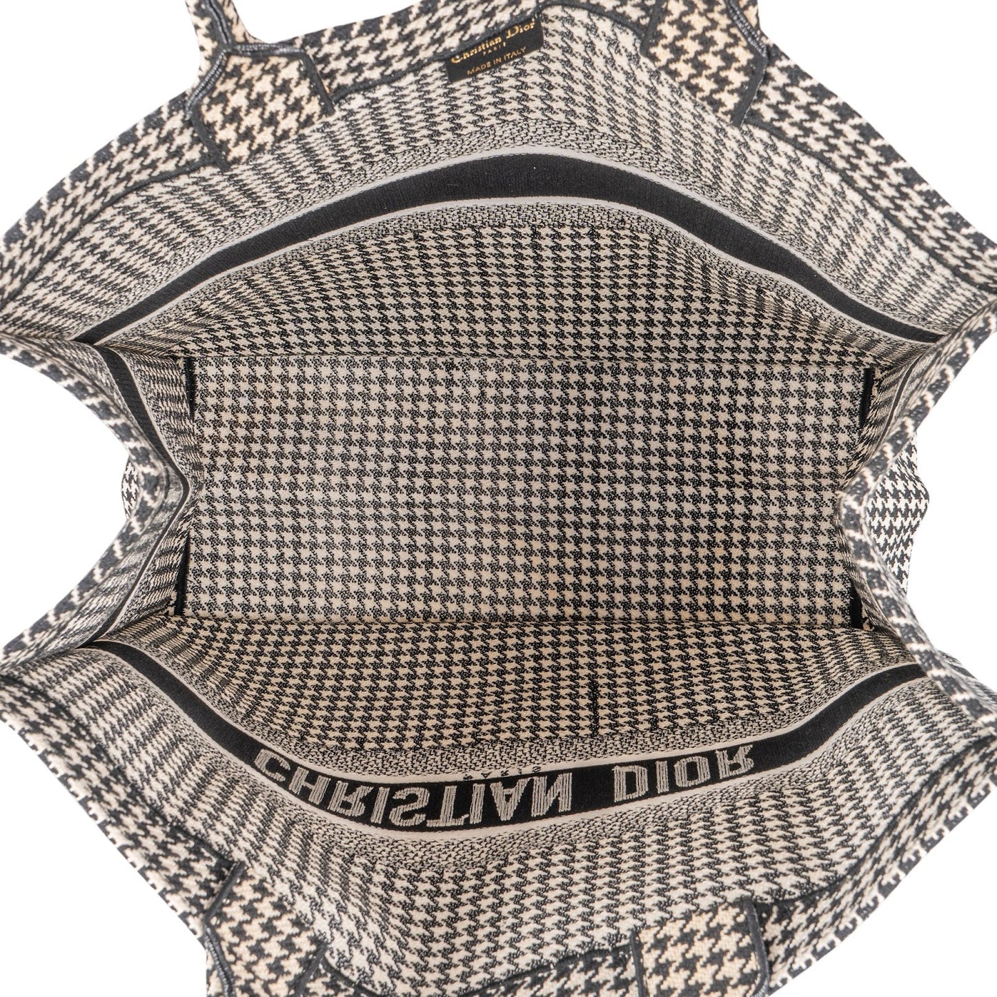 Christian Dior Houndstooth Monogram Canvas Book Tote Handbag