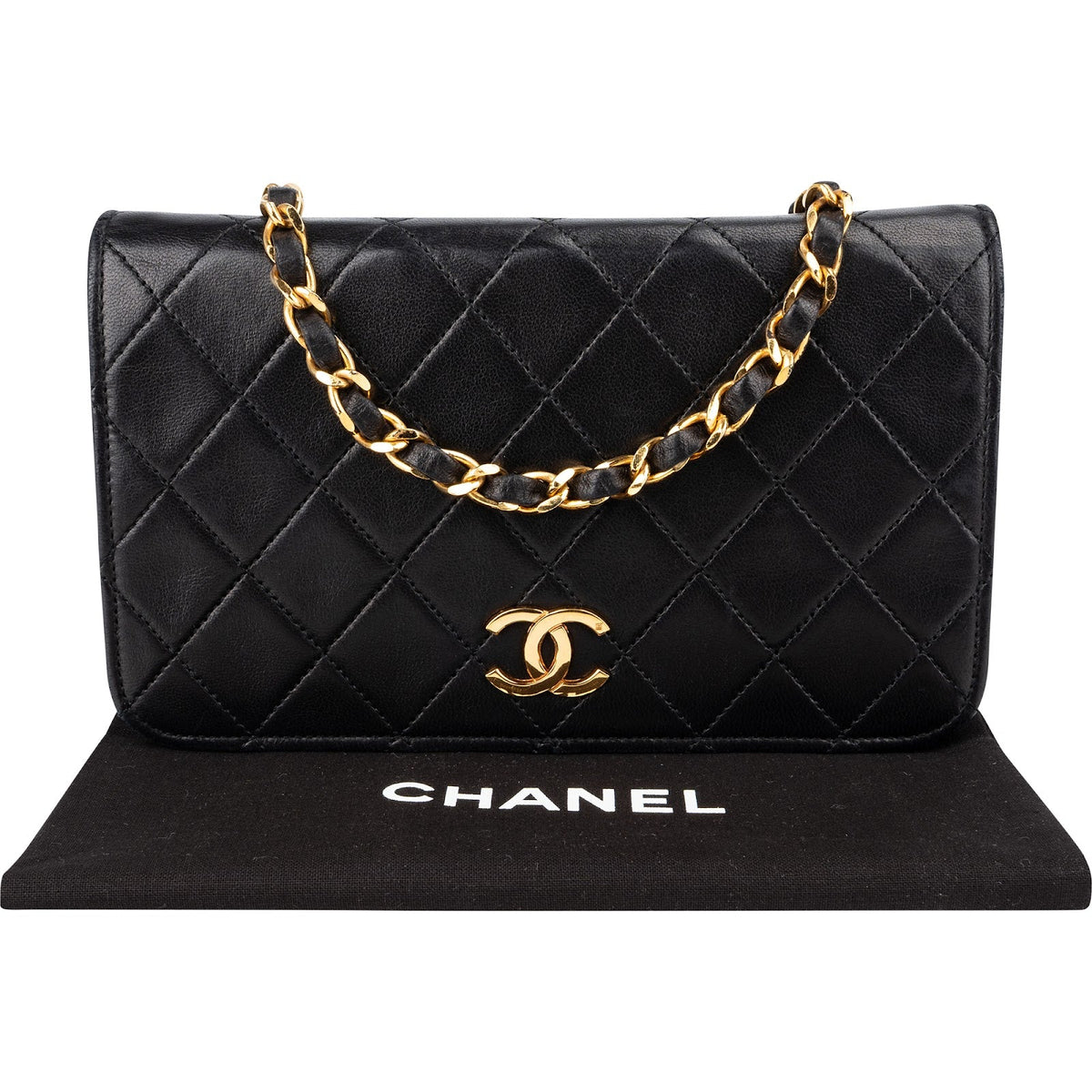 Chanel Quilted Lambskin 24K Gold Single Flap Shoulder Bag