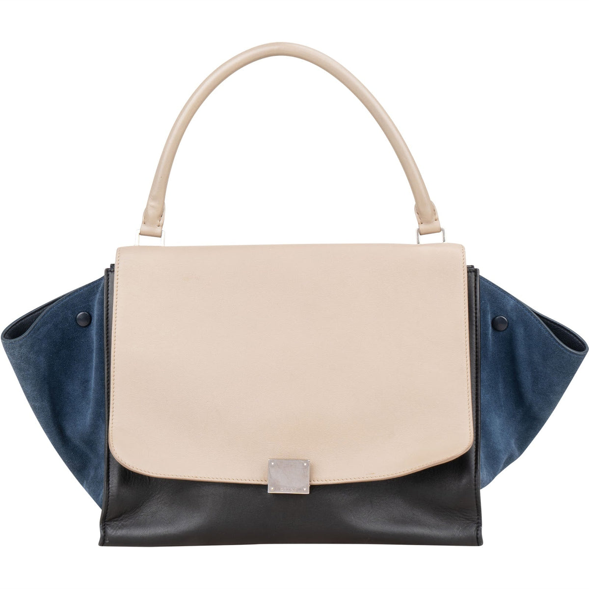 Céline Tricolor Leather and Suede Large Trapeze Handbag