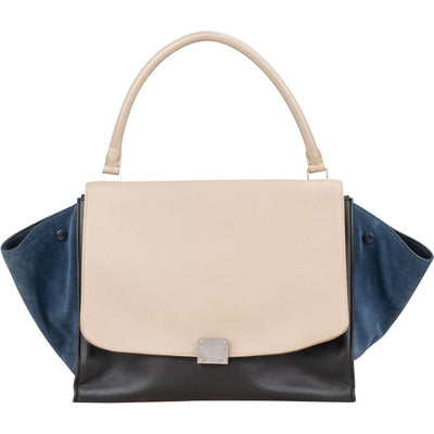 Céline Tricolor Leather and Suede Large Trapeze Handbag