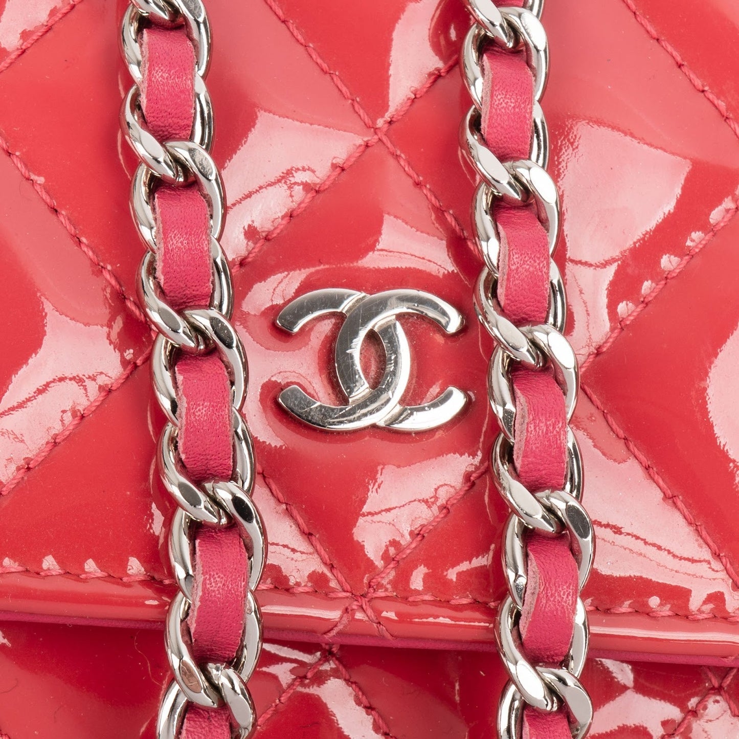 Chanel Quilted Patent Leather Wallet On Chain Crossbody Bag