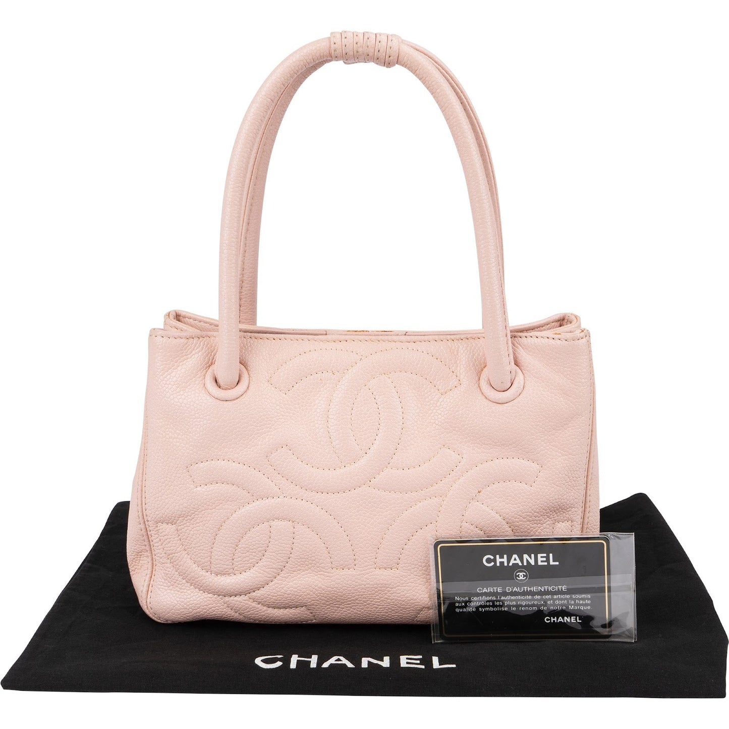 Chanel Caviar Leather Triple CC Small Tote Handbag
