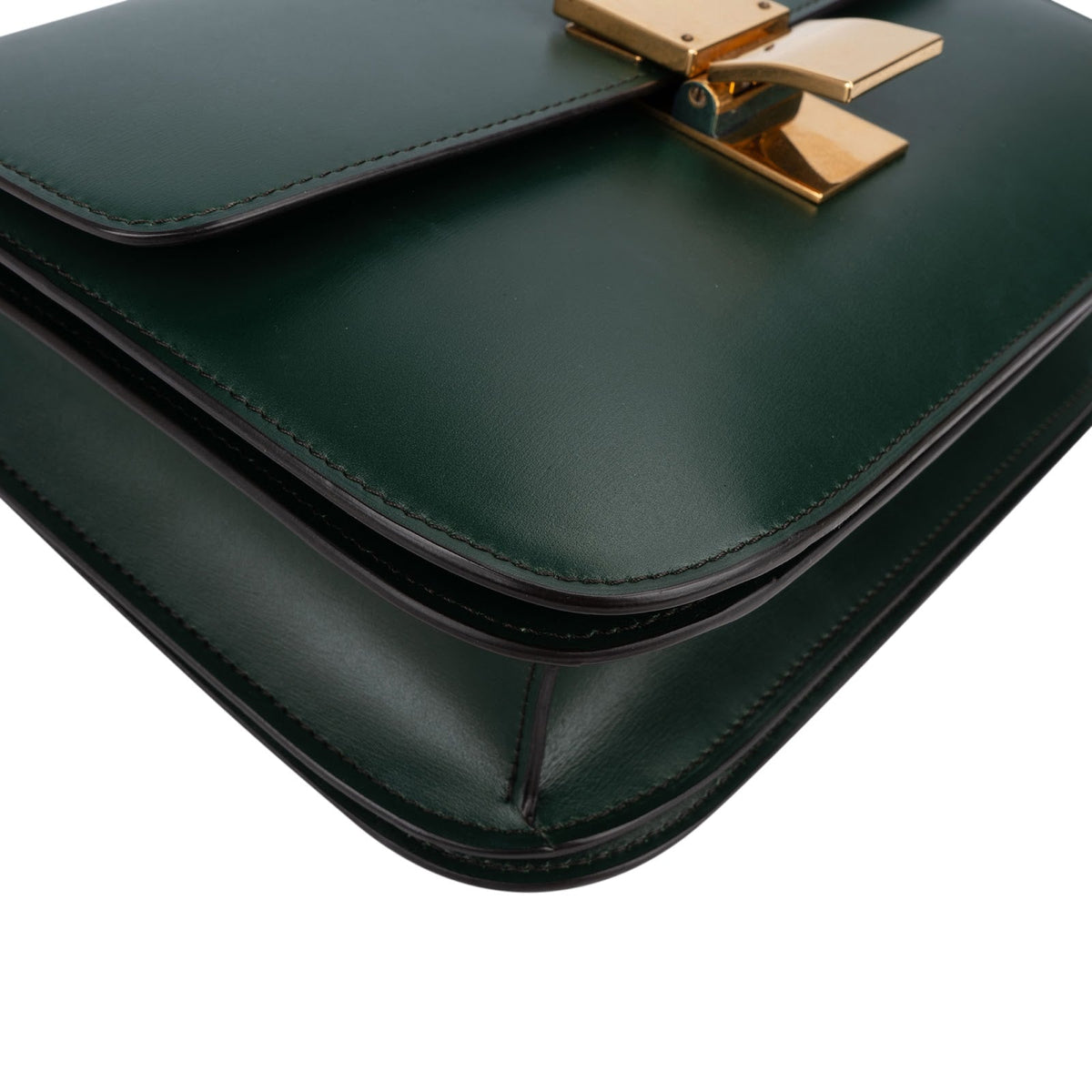 Celine Classic Dark Green Boxcalf Leather Medium Box Crossbody Bag
