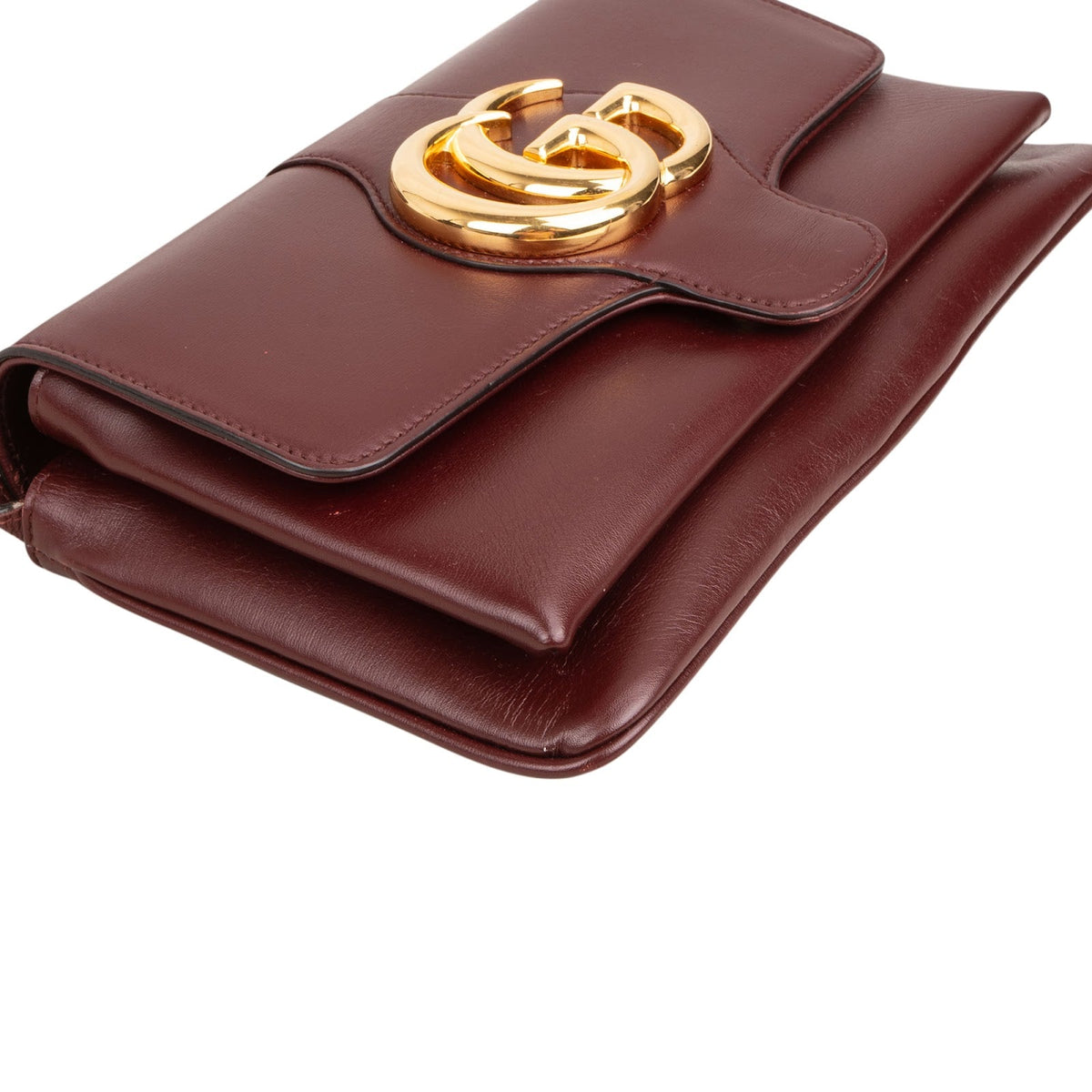 Gucci Bordeaux Leather GG Arli Small Crossbody Bag