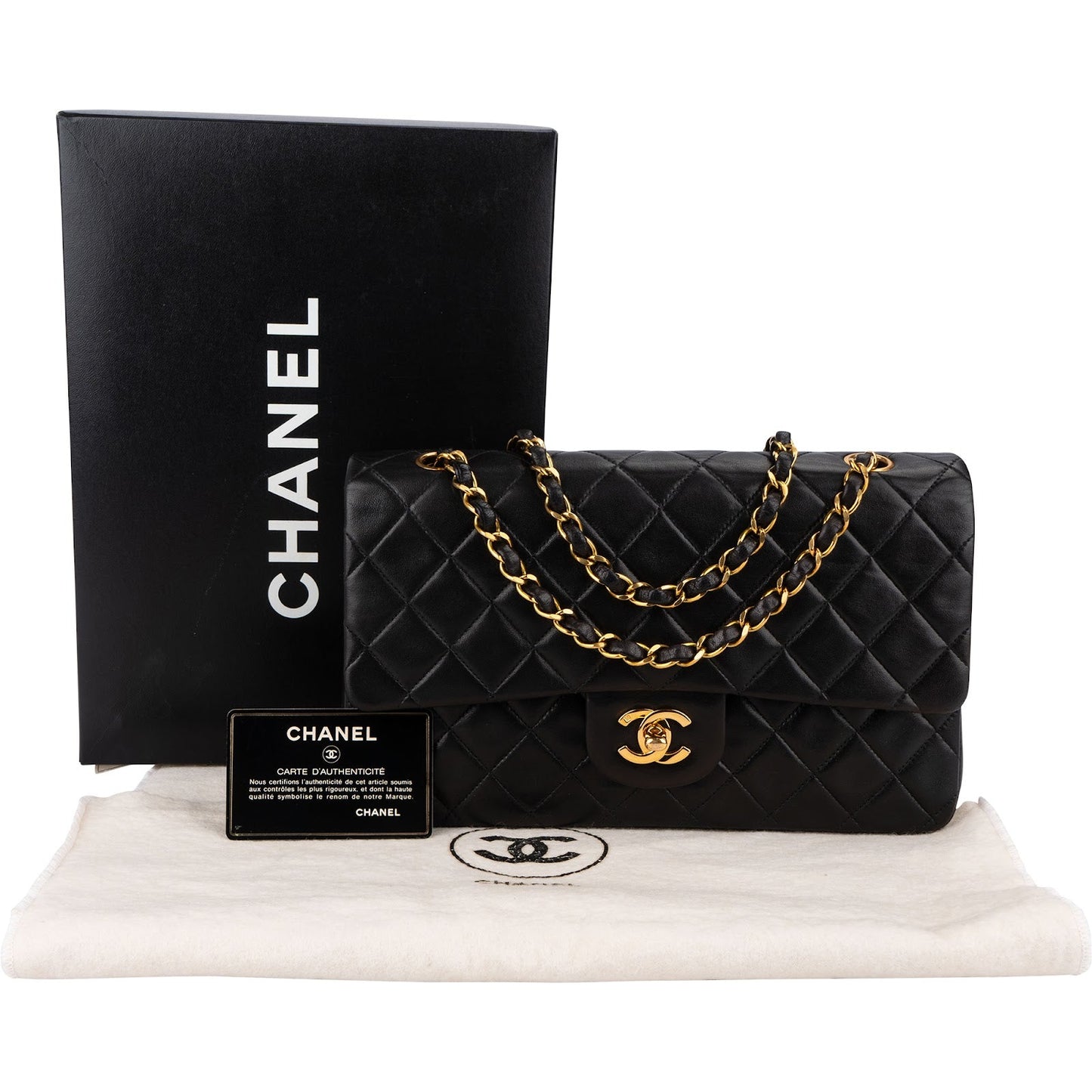 Chanel Quilted Lambskin 24K Gold Medium Double Flap Shoulder Bag